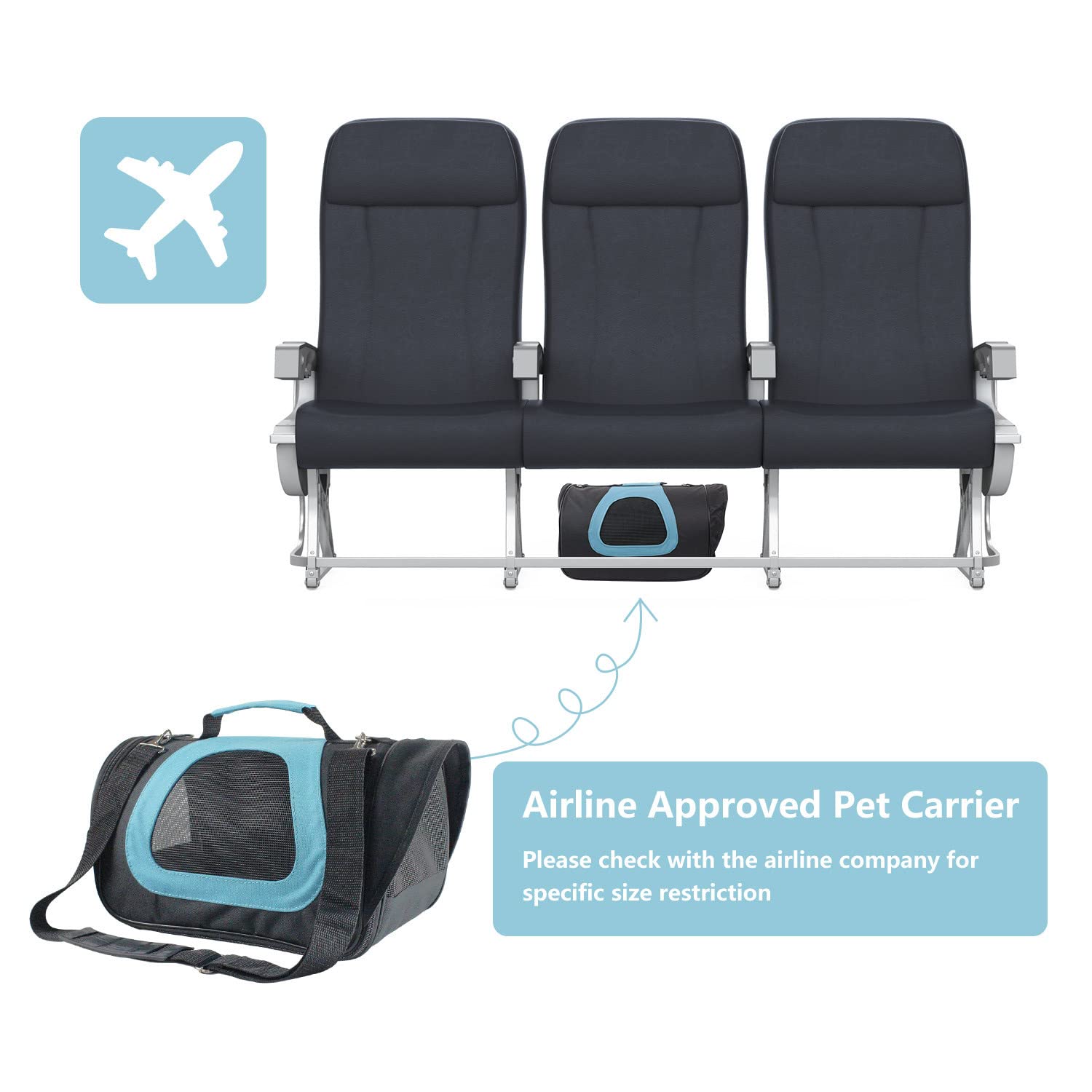 Nobleza Hundetransportbox faltbar für Reise & Auto, 40 * 23 * 24cm, stabile Transportbox mit Tragegriffen & Decke für mittelgroße Katzen & Hunde