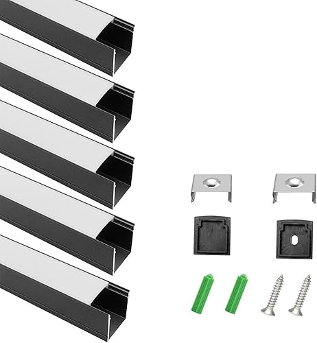 Miniatura 1 de LightingWill Spotless - Canal de aluminio LED en forma de U de 6.6 pies  6.6 ft, paquete de 25 (164 pies164.0 ft), 0.945 x 0.945 in, ancho interno