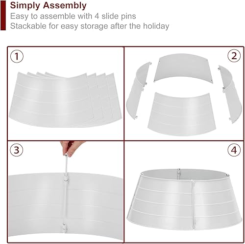 Miniatura 5 de Collar de metal para árbol de Navidad, cubierta base de 23 pulgadas de diámetro, anillo decorativo para árbol de Navidad, cubierta de soporte para