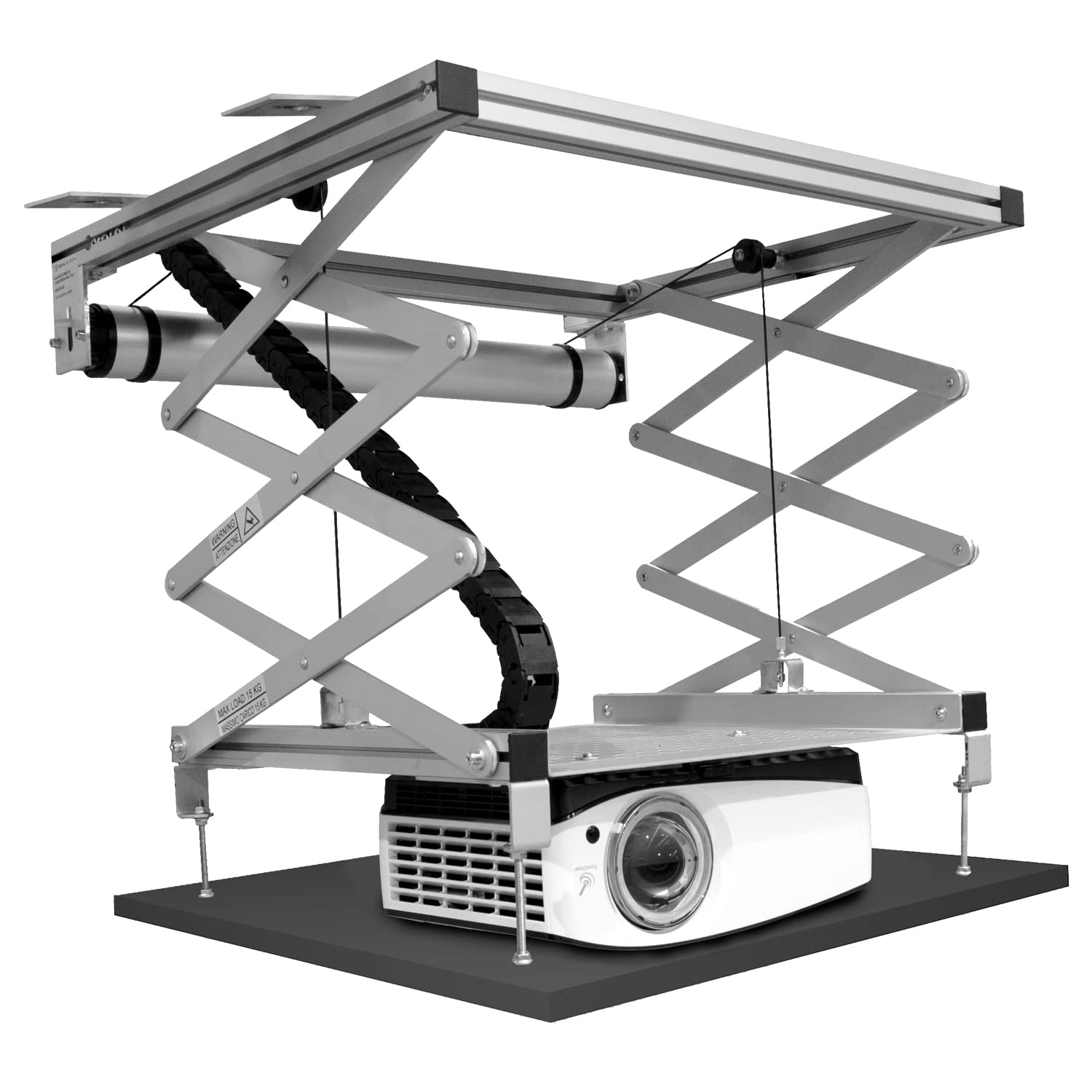 celexon elektrischer Beamer-Deckenlift PL1000 | Hub max. 90cm ausfahrbar | höhenverstellbare Projektor-Halterung zum Einfahren, bündiger Abschluss | für abgehängte Decken geeignet, inkl. Wandschalter