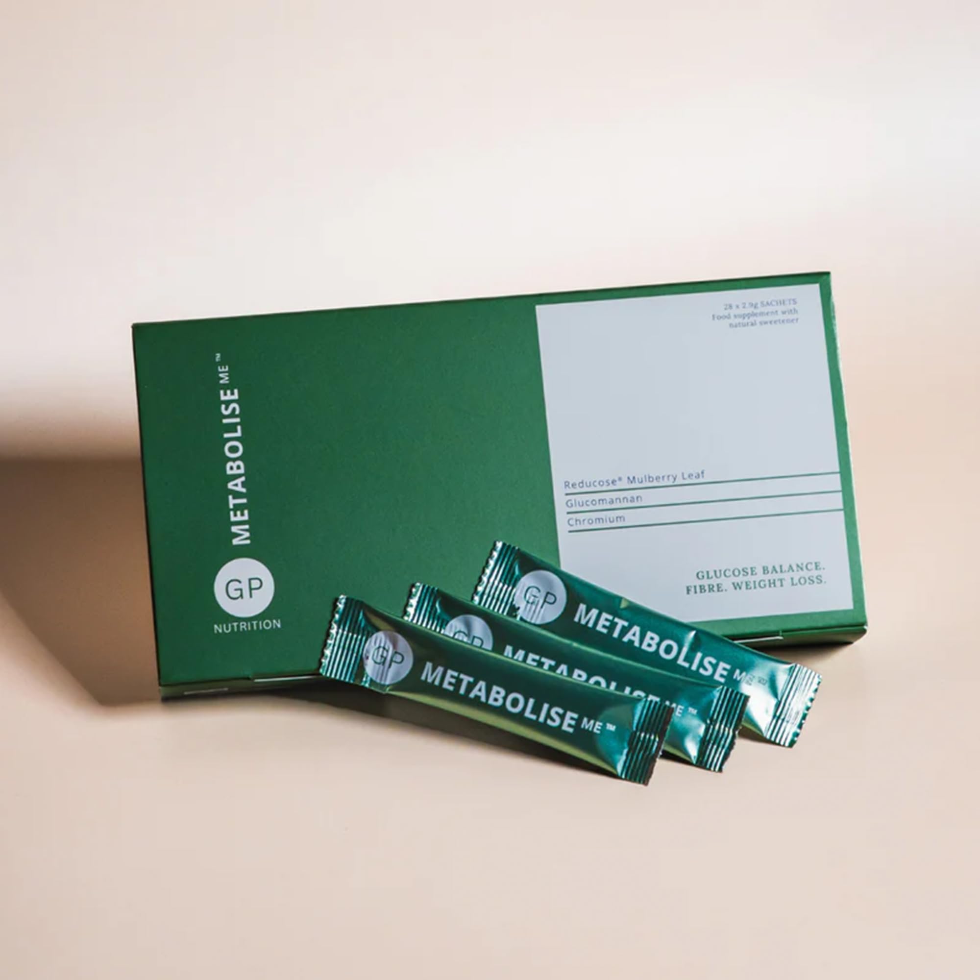 GP Nutrition MetaboliseMe Pulver - Stoffwechsel Komplex mit Chrom, Biotin & Ballaststoffen, lösliches Getränk, tägliche Ergänzung, 28 Sachets, Glucomannan Trinkbeutel mit Inulin