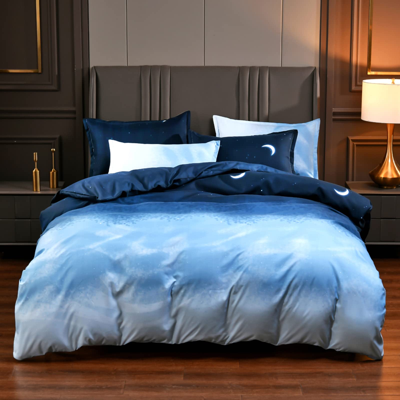 Set Copripiumino 3D Galaxy Print, 1 Copripiumone + 2 Federa,Copripiumino con Motivo Cielo Stellato, Set da Letto in Microfibra, Copripiumino Stampato per Adulti E Bambini (Supek King 260X229cm)