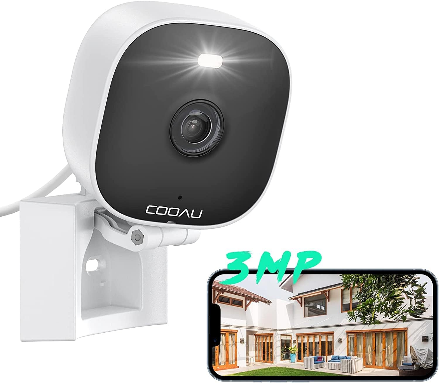 COOAU 2K Security Camera Indoor/Outdoor,WiFi Security Camera with Human