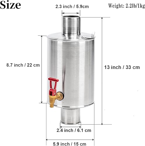 Miniatura 2 de FireHiking Estufa de leña para camping, tanque de agua para estufa de 2.36 pulgadas, calentador de tanque de agua caliente de acero inoxidable