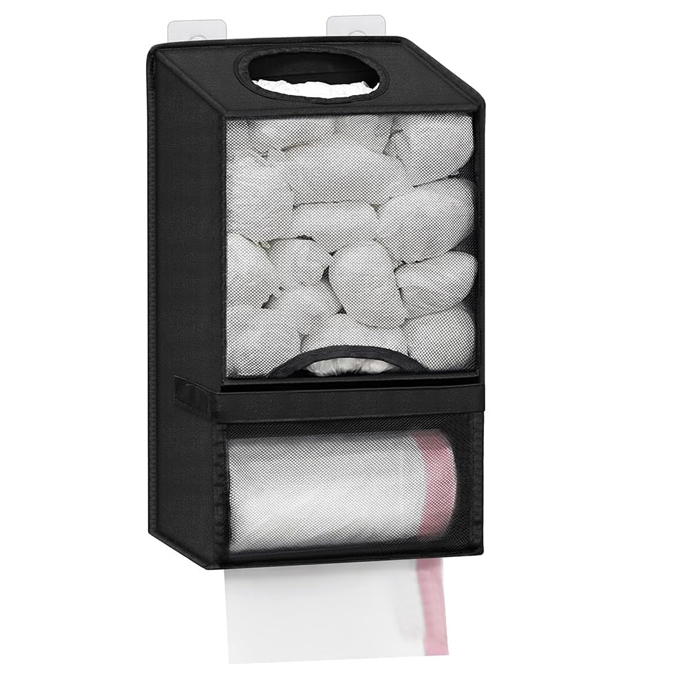 Hndhbfgrt Wall Mount Plastic Bag Holder -Grocery Bag Holder for Shopping Bags, Bag Organizer with Trash Roll Dispenser