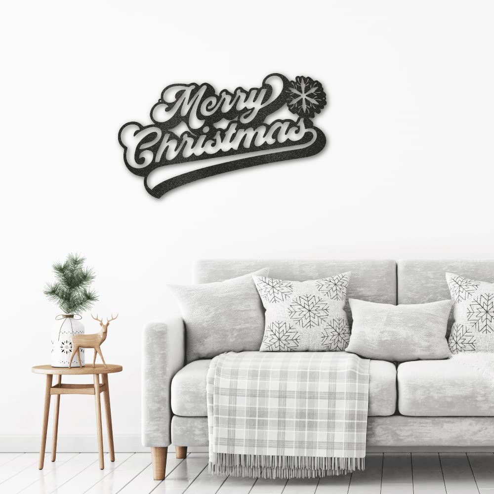 Spring Pet Products Merry Christmas Quote Indoor Outdoor Steel Wall Sign Holiday Home D cor Black 18