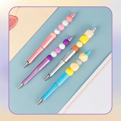 Miniatura 5 de Keyzone 120 bolígrafos de bola para bricolaje, varios bolígrafos de cuentas, kit de bolígrafos de metal con cuentas de tinta negra a granel con 120