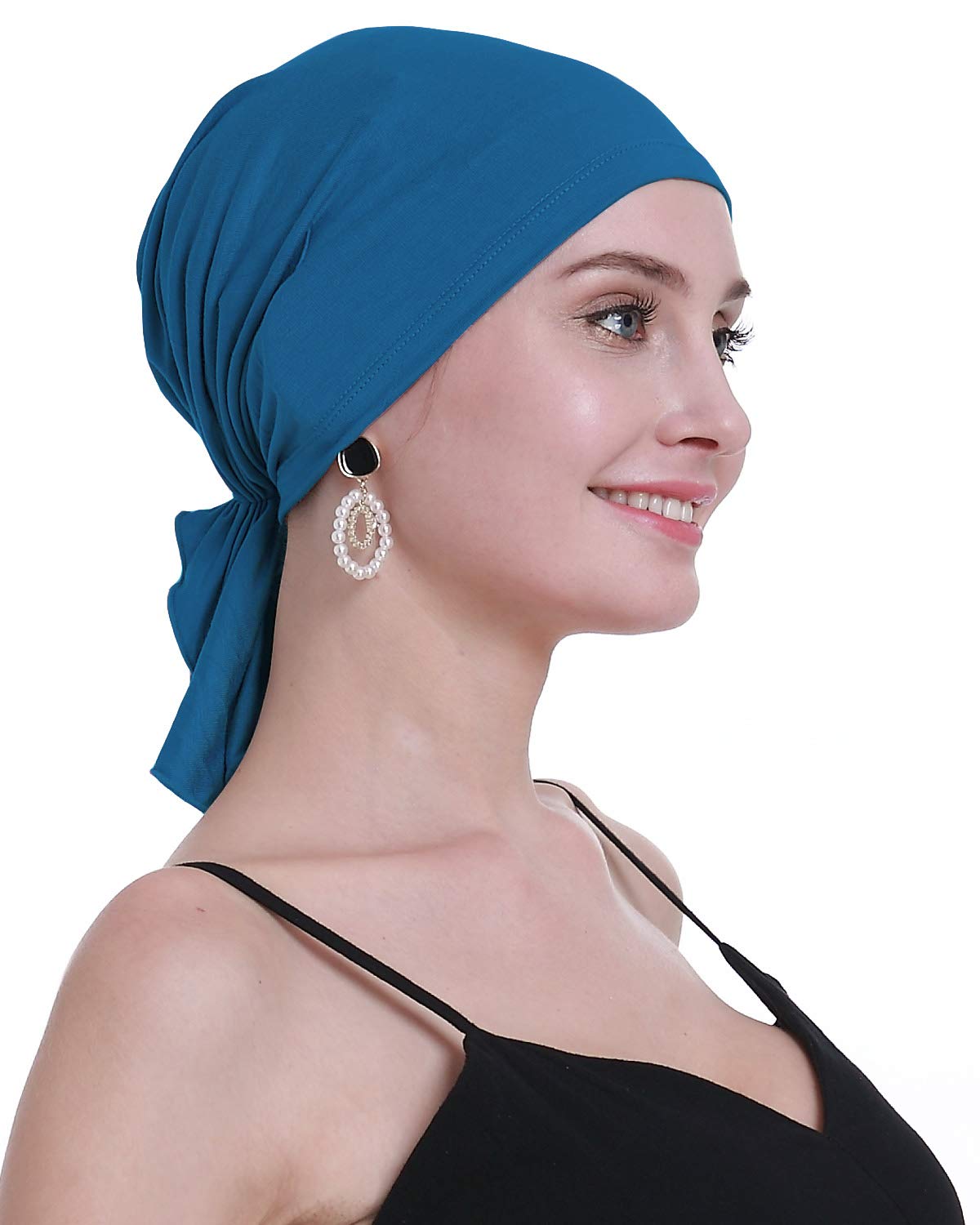 osvyo Bamboo Chemo Headscarf for Women Hair Loss - Cancer Slip On Headwear Turbans Hats caps Sealed Packaging Medium Blue