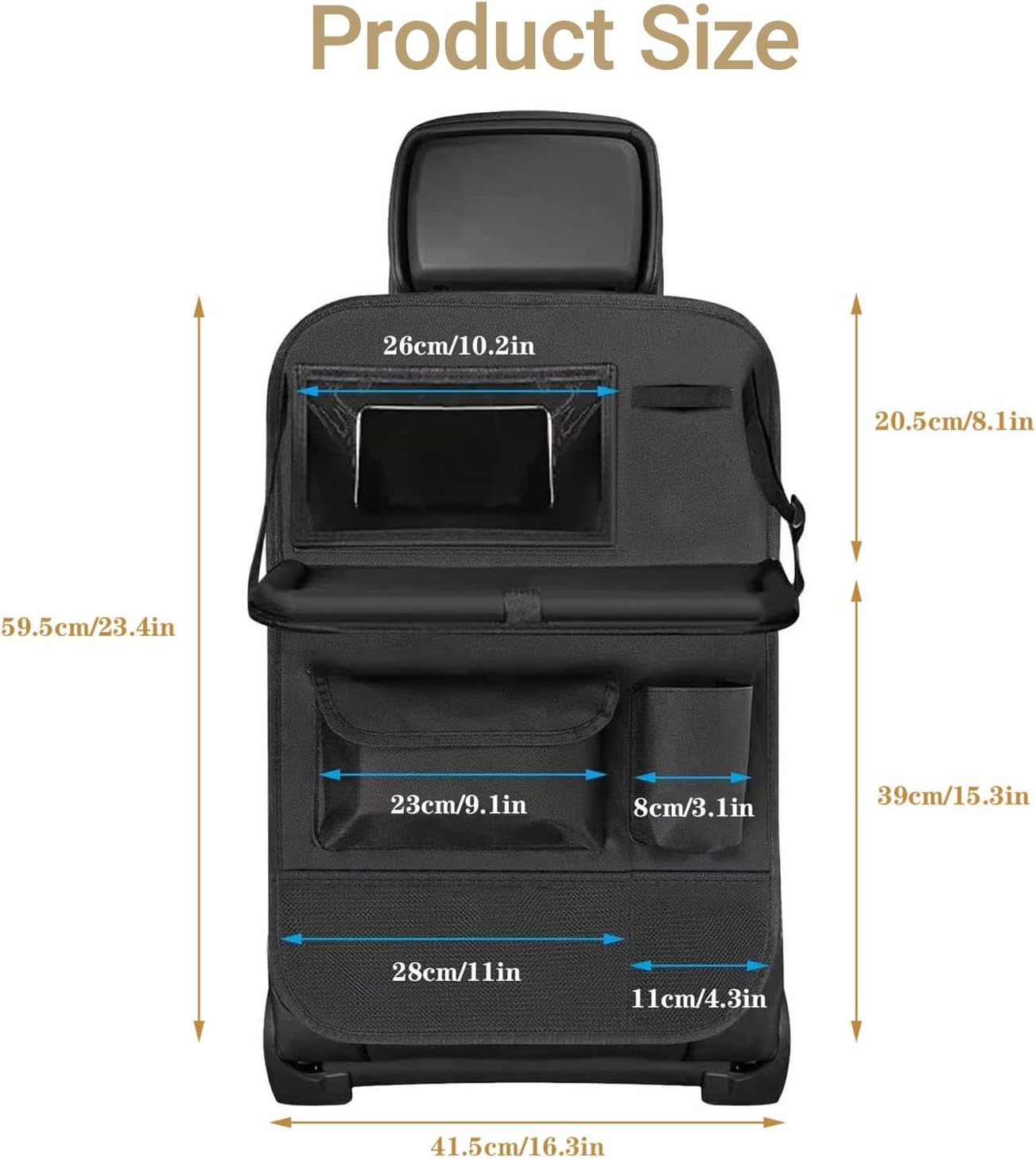 4-Pack Black Car Backseat Organizer, 10 Storage Pockets and Tablet Holder, Back Seat Organizer for Kids, family Road Trip Essentials, Travel Accessories