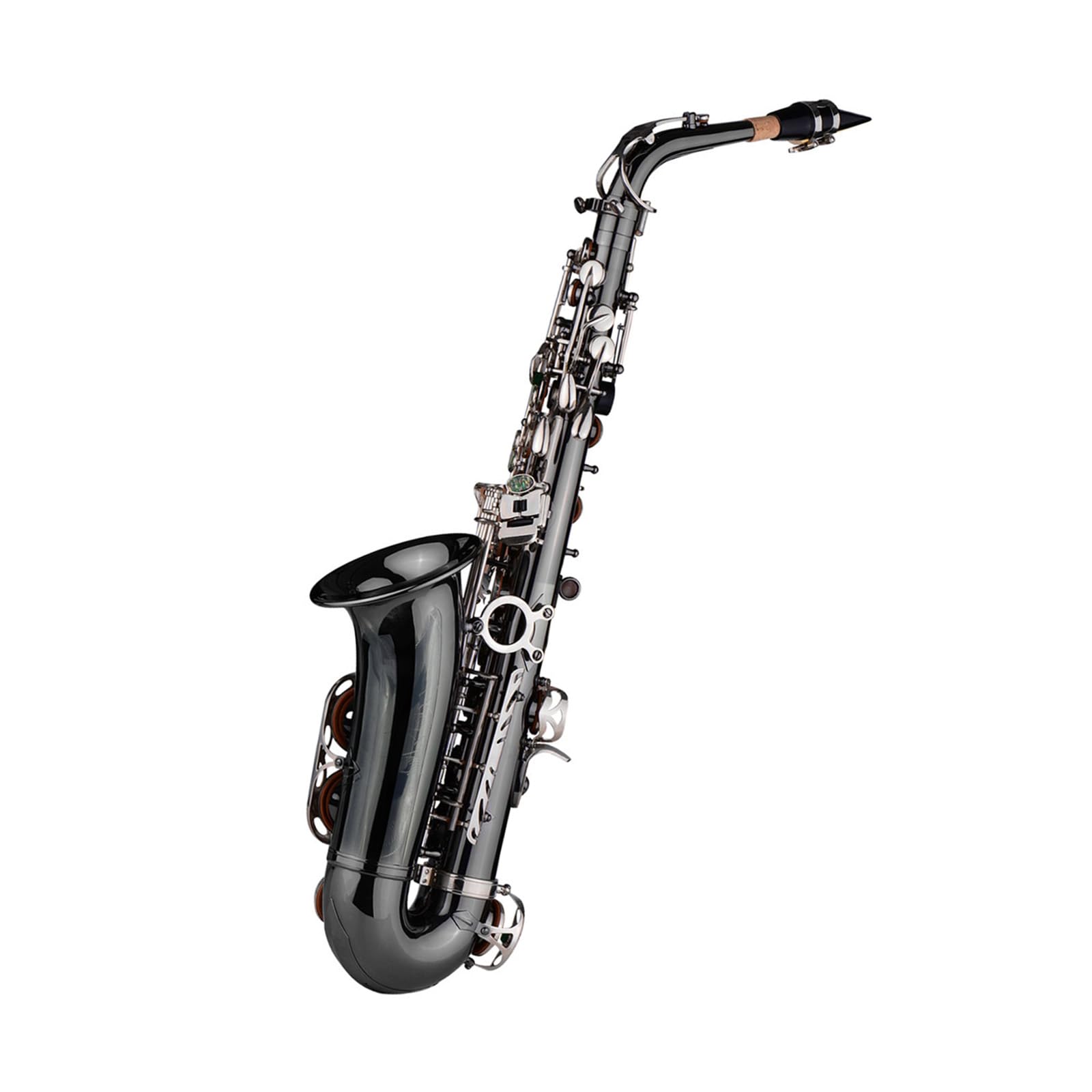 Latón Profesional Curva EB mi Bemol Patrón Saxofón Alto Sax Negro niquelado de Shell del Olmo de Llaves con Guantes de Casos Trapo de Limpieza del Cepillo Correas Grasa