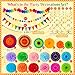 35PCS Fiesta Paper Fan Party Decorations Set - Cinco De Mayo Pom Poms,Pre-assembled Pennant,Garland String,Banner,Hanging Swirls Hispanic Heritage Month Decor Supplies,Multicolored