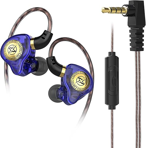 FEDAI Auriculares con cable con micrófono X1 en monitores de oído, auriculares IEM cómodos, auriculares, enchufe de 0.138 in para computadora,