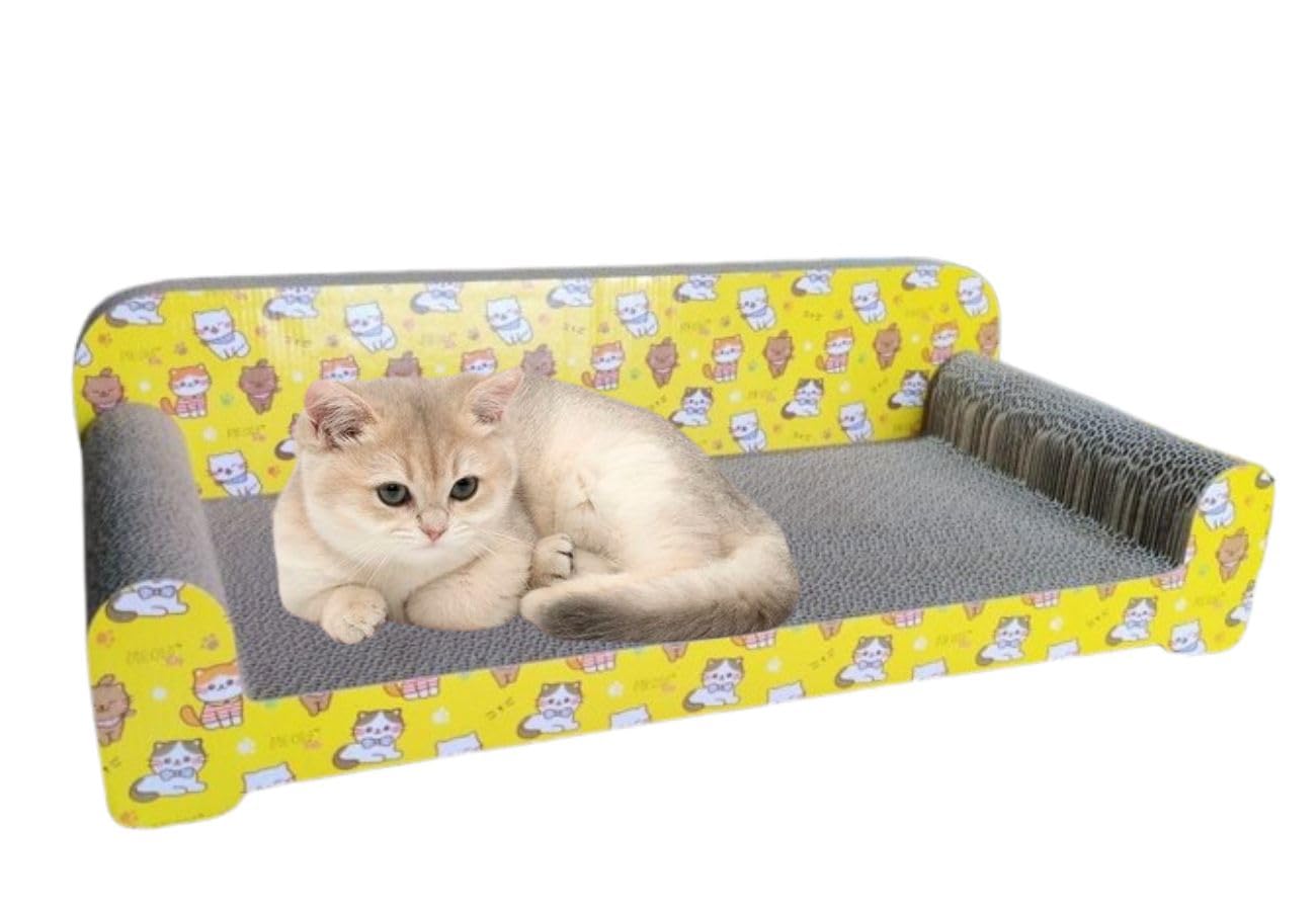 BohoBark Cat Scratching Board Toy - Sofa Shaped Cat Scratcher Lounge Bed with Mat, Cat Corrugated Paper Cardboard Scratcher (B0CQYHQFPT) Amazon Price History, Amazon Price Tracker