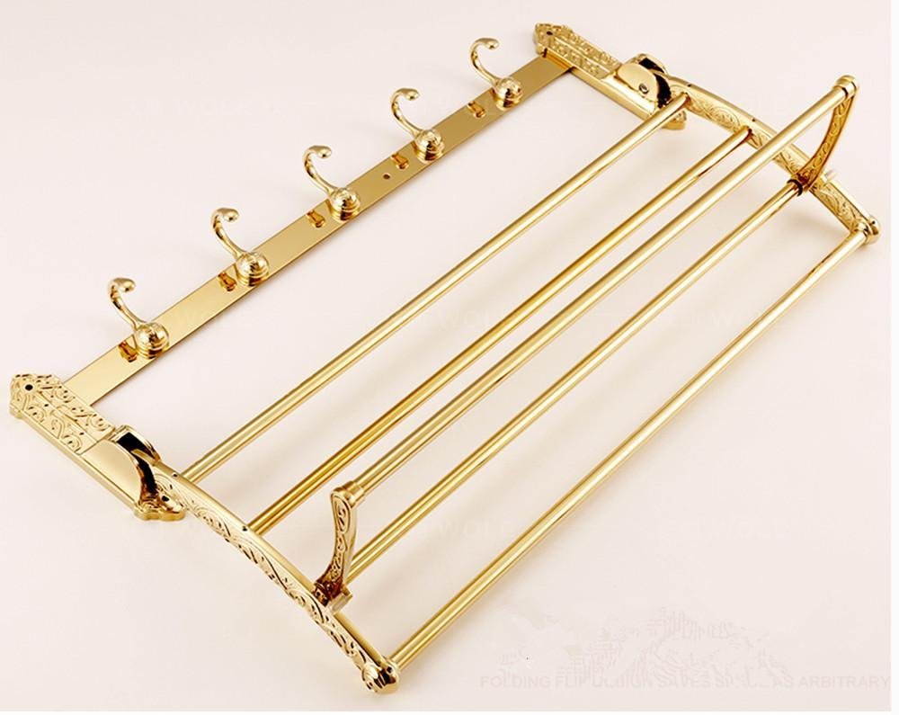 Porte-serviettes pliant étagère de salle de bain antique style européen en bronze