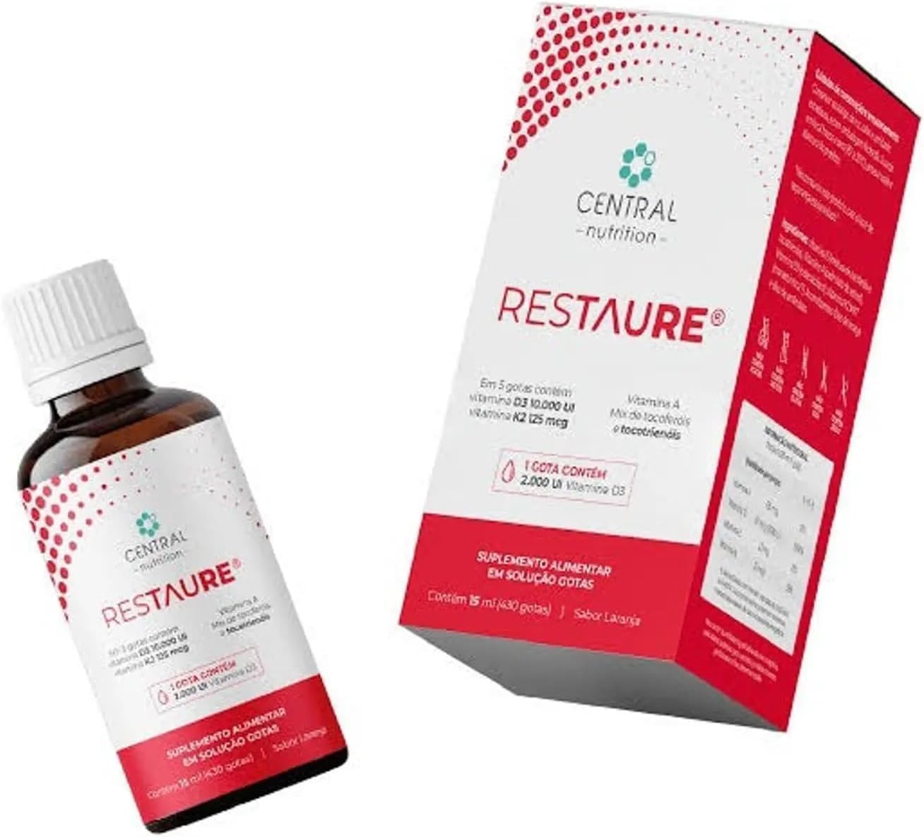 Restaure Central Nutrition Suplemento Vitamínico Sabor Laranja 15ml com Vitaminas A, E, D3 e K2