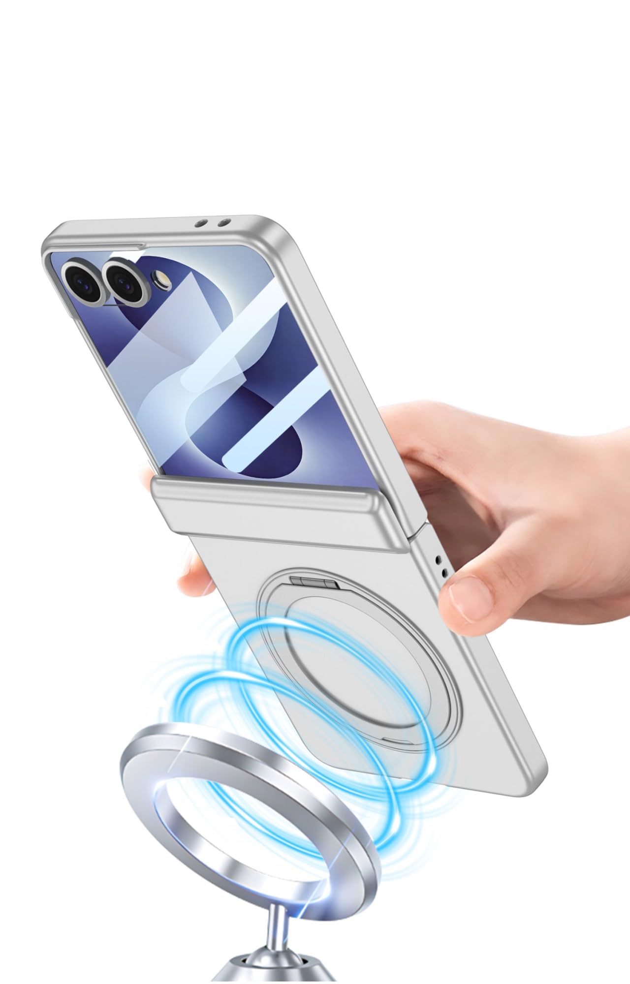 Custodia con cerniera magnetica compatibile con Samsung Galax Z Flip 8 Full Cover con cerniera protettiva nera