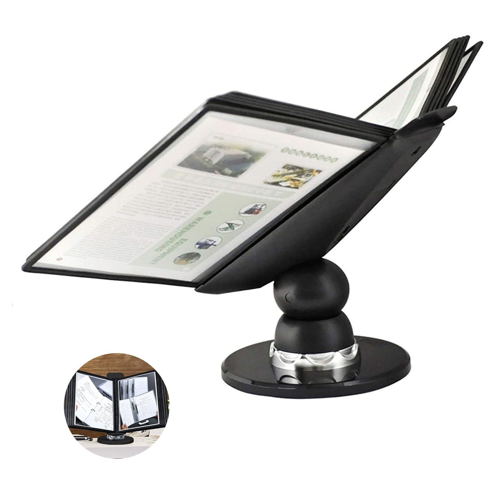 OLSKFUH Small Desktop Document Holder - File Organizer For Desk 20 Display Pockets Adjustable Desk Reference Organiz,