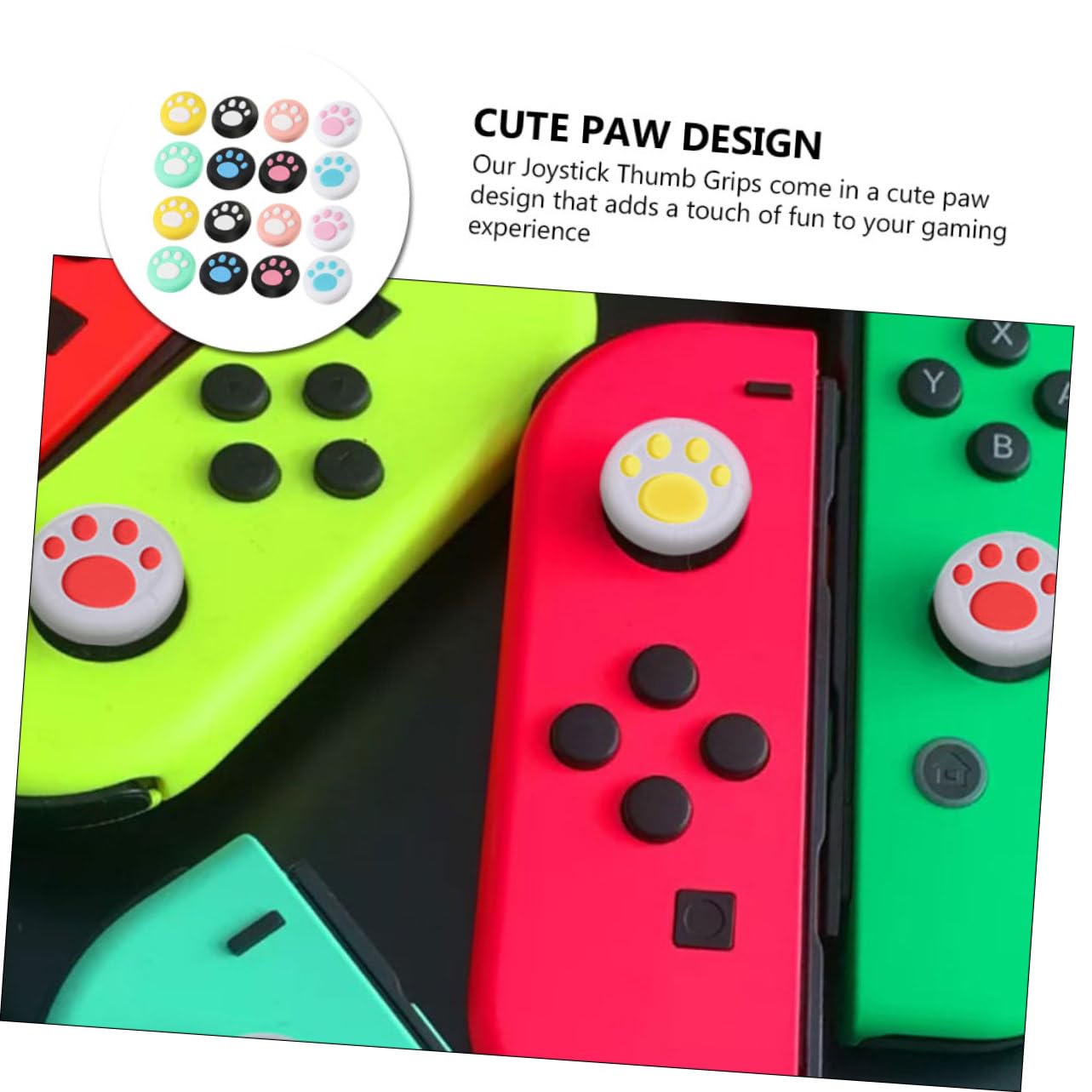 Yardenfun Lot De 16 Capuchons De PoignéE De Joystick En Silicone Motif Patte AntidéRapants Pour Manette Protection Confortable Et Facile À Installer