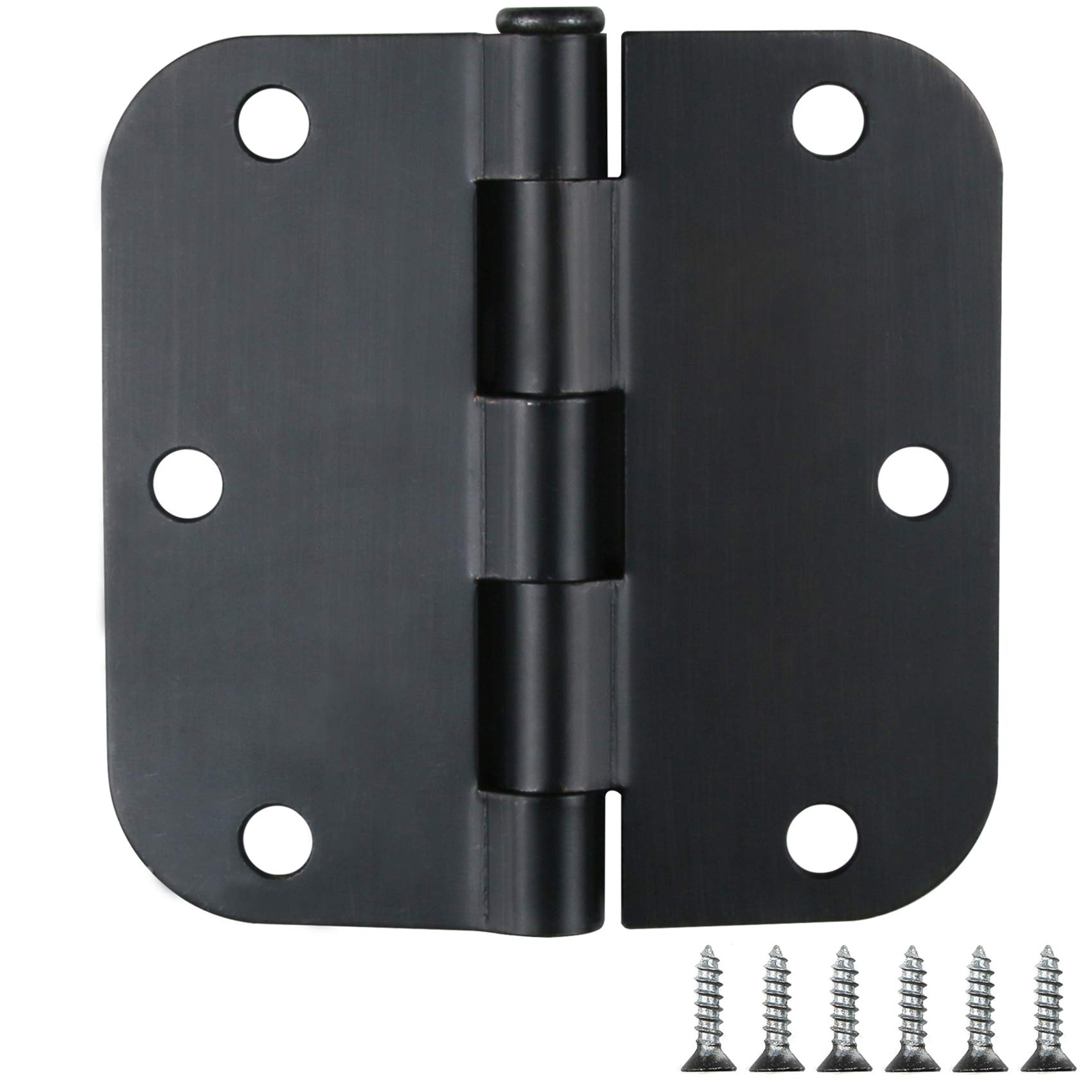 1 Pack Ball Bearing Door Hinges Matte Black 3.5 Inch 5/8" Radius Round Anti Squeak Interior 3-1/2"Flat Iron Bifold Standard Office Bedroom Indoor for Doors 3 ½" Hardware Home House Decor Accessories — view 19