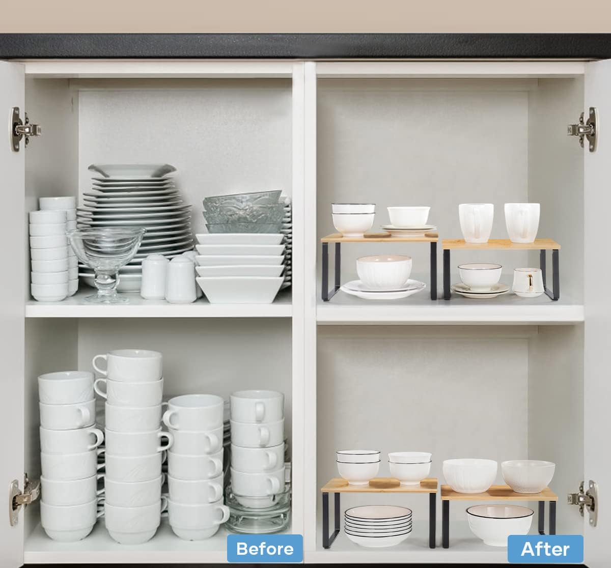 Snapklik.com : Kitchen Cabinet And Counter Shelf Organizer, Shelf Riser ...