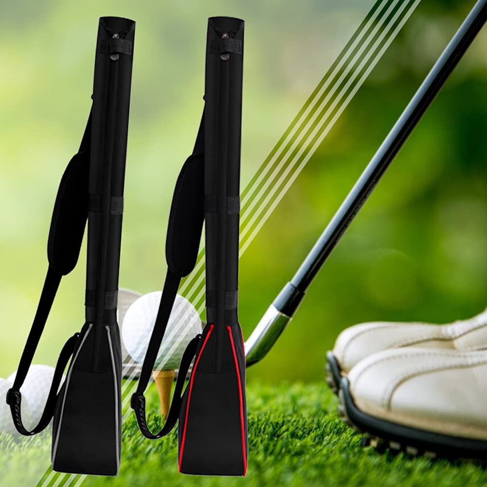 Faltbare Golftasche Pencilbag für Herren Damen, Leichte Golf-Tragetasche für 3 Schläger, Sunday Travel Golfbags mit Schultergurt, Rot/Silber (290g)