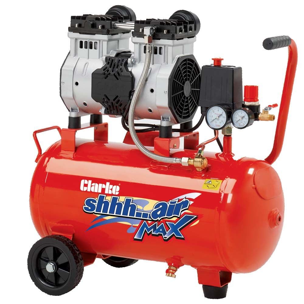 Clarke International Men's Clarke Shhh24/150 Shhh Air Max 7Cfm 24 Litre 1.5Hp Low Noise Oil Free Air Compressor (230V)