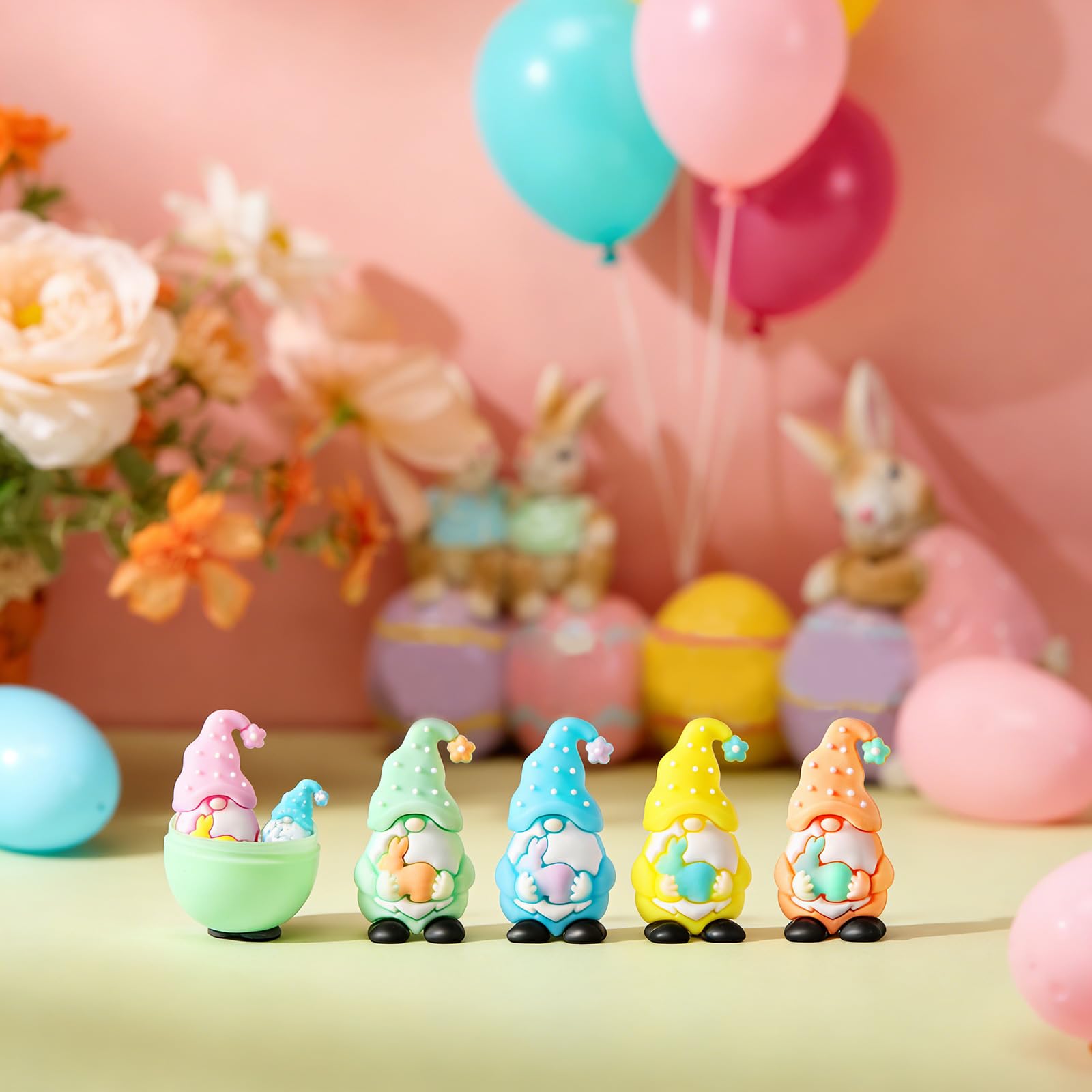 Figuras de Resina Encantadoras de gnomos pequeños temáticos para decoración navideña y Decoraciones coleccionables de Pascua