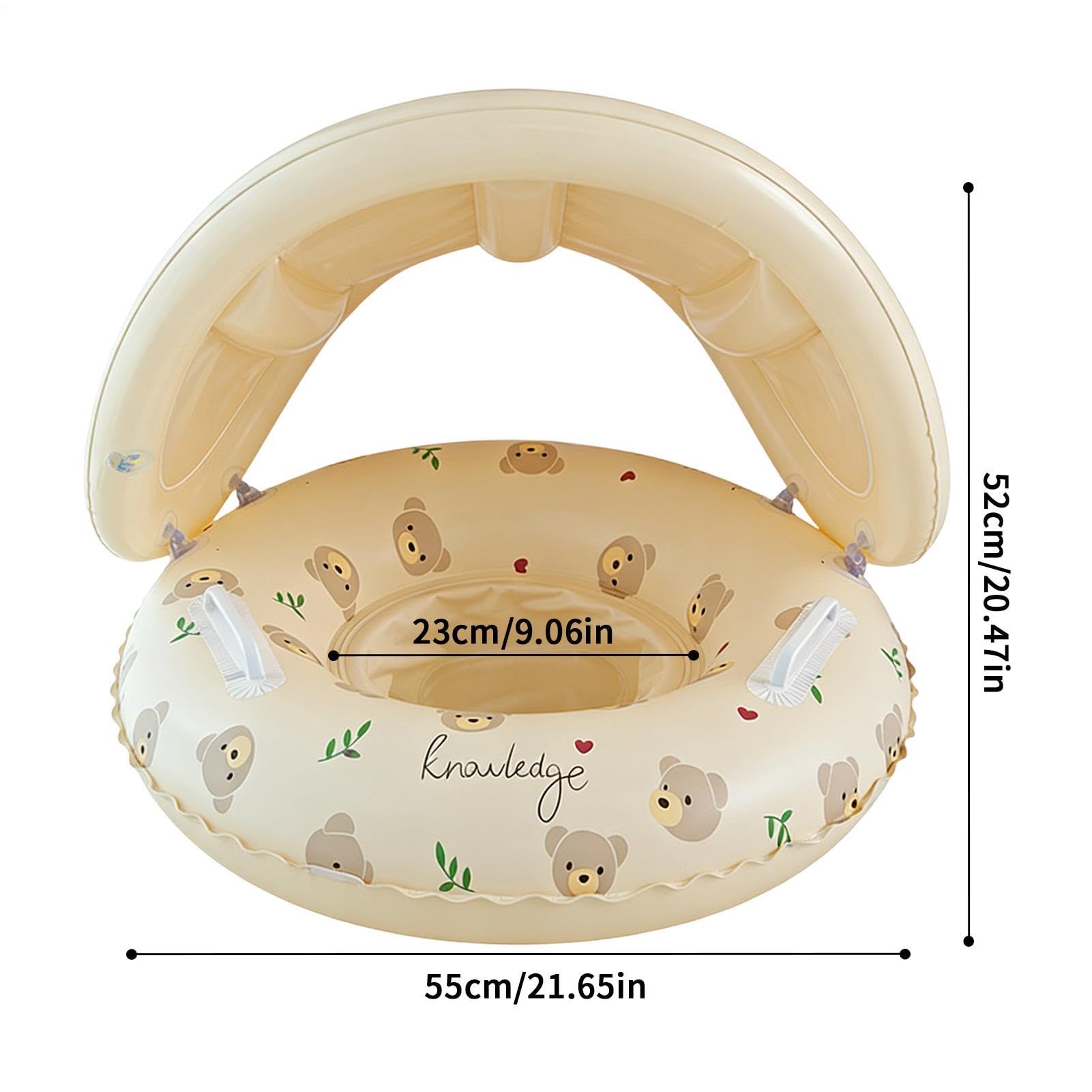 Salvagente Neonato con Parasole | 55x52cm Ciambella Gonfiabile Mare Neonata con Parasole | Galleggianti Piscina per Bambini, Protezione UV Rimovibile, Adatto A Bambini 3 Ai 48 Mese