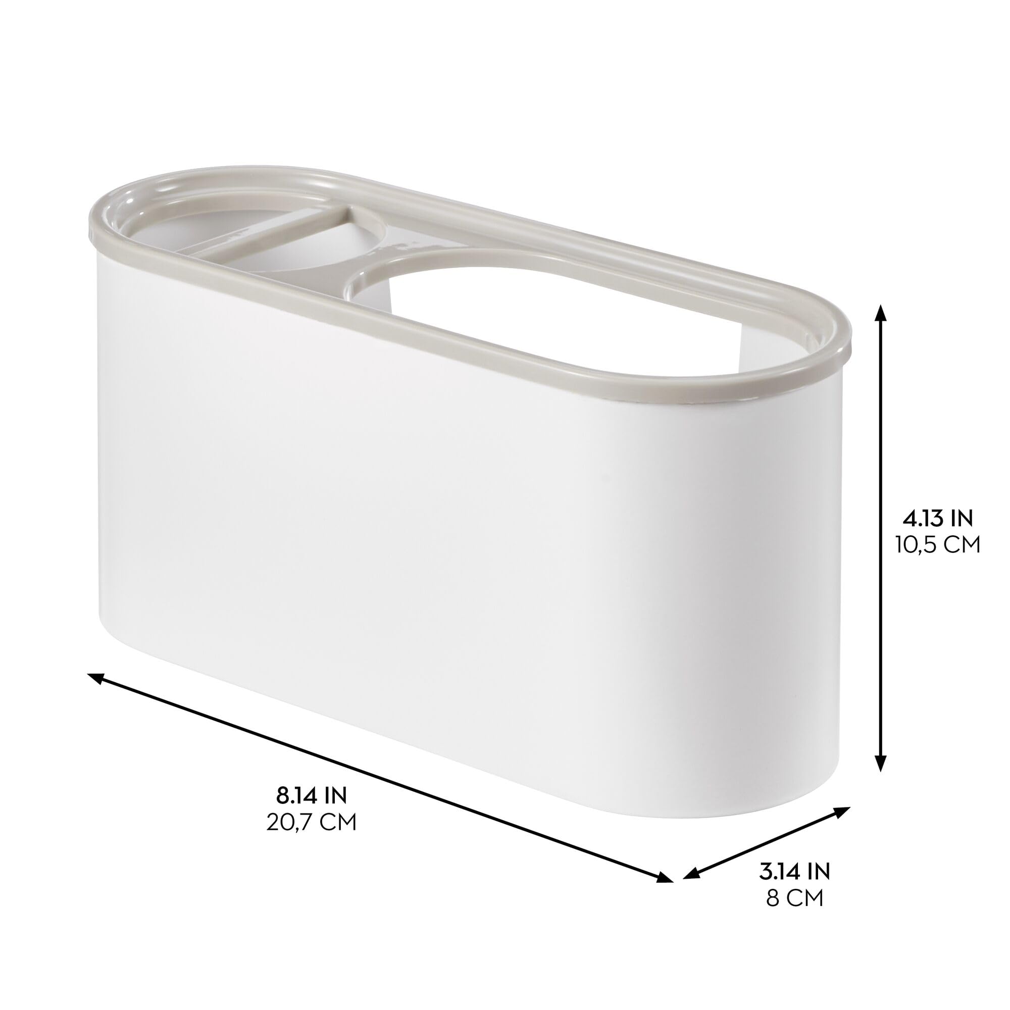 iDesign - Supporto per bagno - Spazzolino manuale ed elettrico - Bianco/Stazione dentale satinata