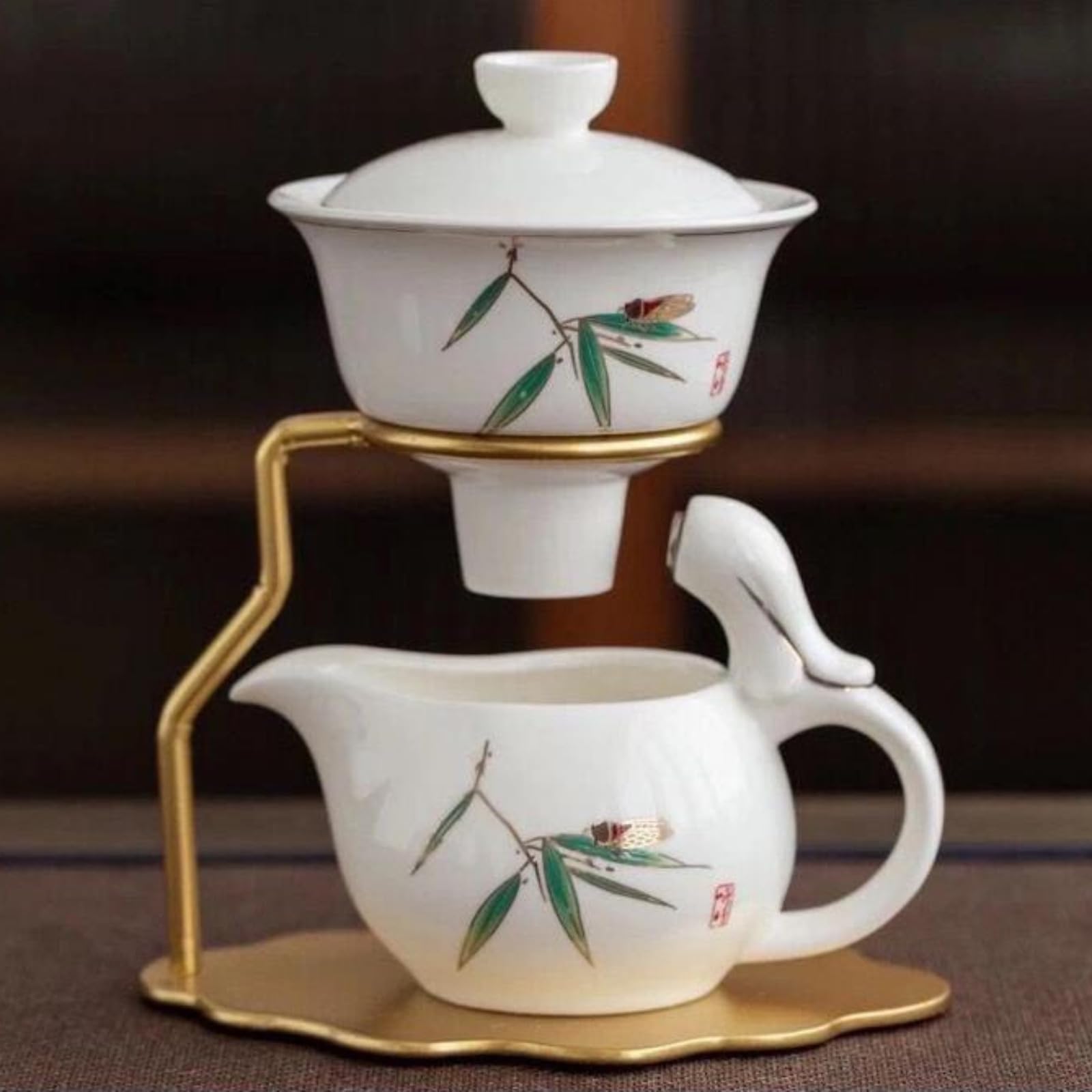Infuseur à thé semi-automatique magnétique en céramique Jade 150ml 5oz pour bureau et maison