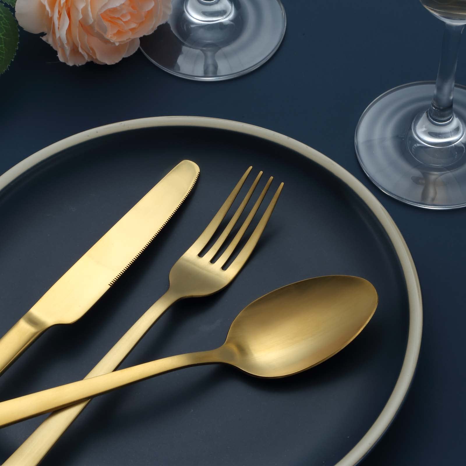 Set di posate 12 persone, Hunnycook 60 pezzi posate oro opaco con forchette cucchiai coltelli, posate d'oro in acciaio inox per casa/cucina/ristorante, lucido, lavabile in lavastoviglie