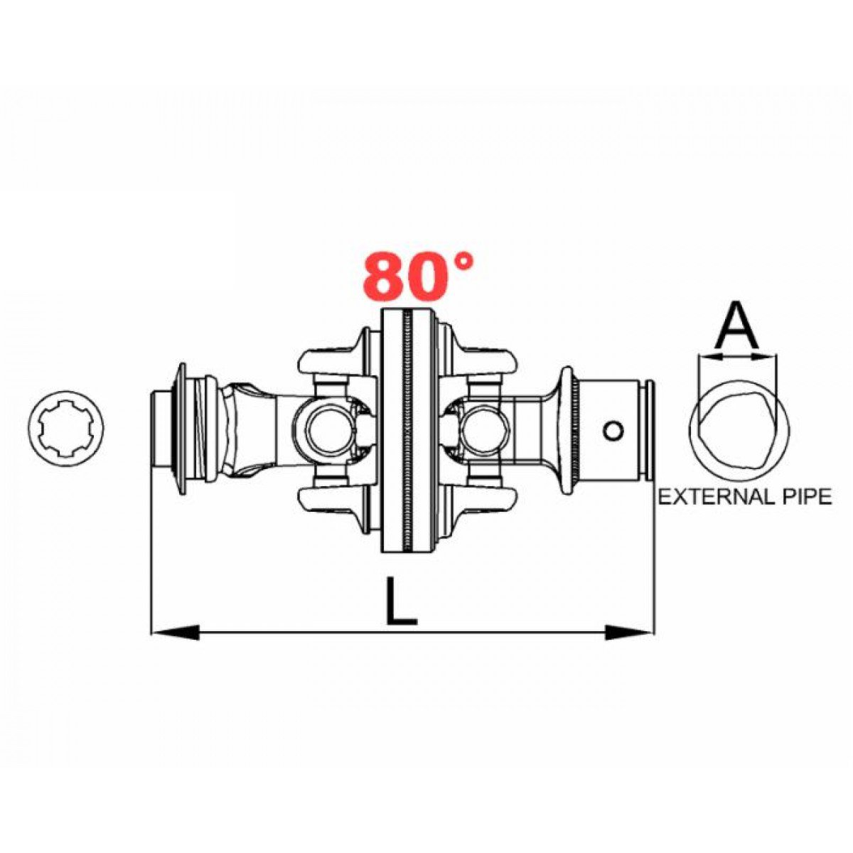 Giunto Cardanico Omocinetico Ama Cat. 6 32x76 mm-94x27 mm