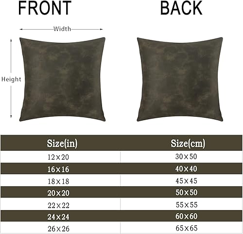 Miniatura 4 de Juego de 2 fundas de almohada decorativas de piel sintética de color verde oliva, 24 x 24 pulgadas, fundas de almohada modernas de estilo bohemio