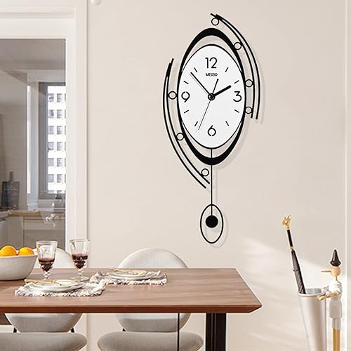 Miniatura 2 de SEANESZTI Reloj de pared, relojes modernos circulares, silenciosos, sin tictac, de metal, decoración creativa, reloj de pared, funciona con pilas,