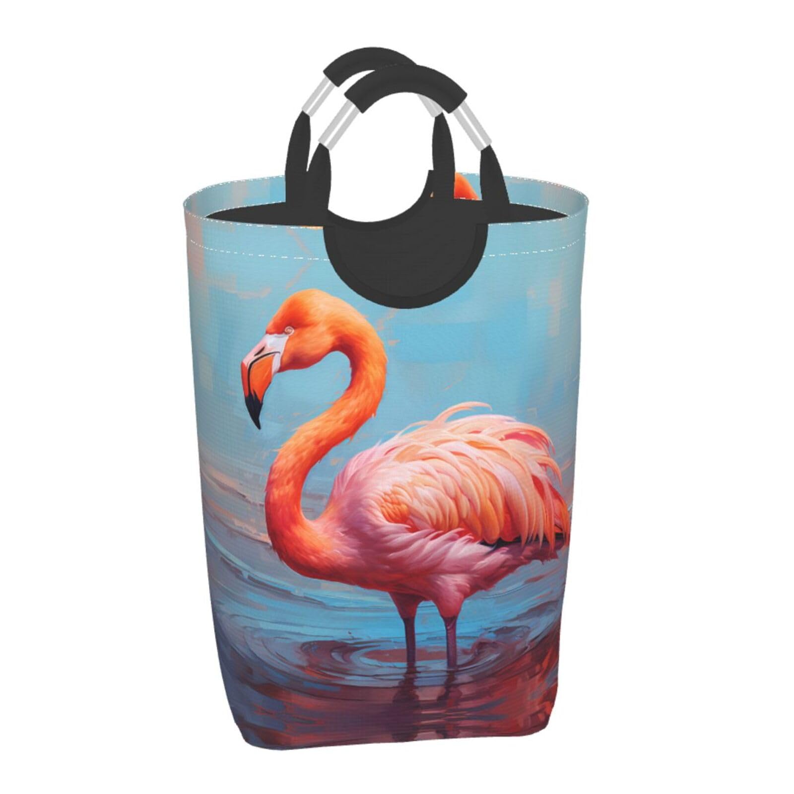 Nice Flamingo Faltbarer quadratischer Aufbewahrungsbeutel, 50 l, Wäschekorb für schmutzige Kleidung, geeignet für Waschküche, Schlafsaal, Schlafzimmer
