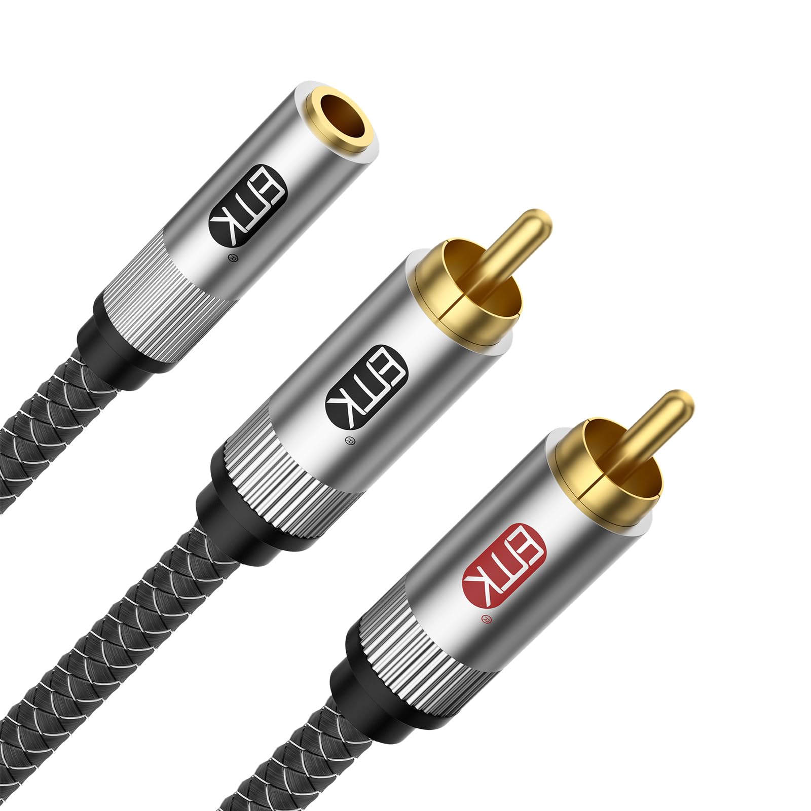 EMK Sdoppiatore RCA a Y, 1 m, cavo audio bidirezionale da 1 maschio a 2 maschi per subwoofer/coassiale RCA, doppia schermatura, per Home Theater, ricevitore AV, amplificatore, colore: argento