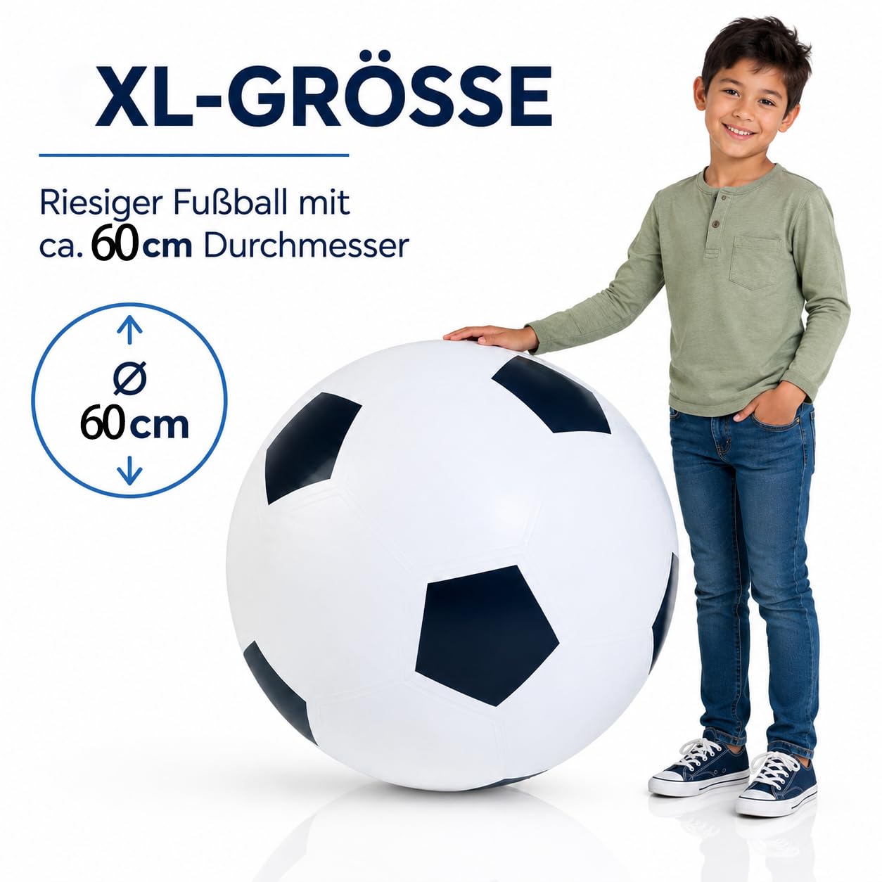 Shengruili Kinder Fussball aus Gummi,XL Fußball Ø 60cm Groß,Outdoor Spiele für Kinder,Mädchen Jungen,Fussball Geschenke Jungen