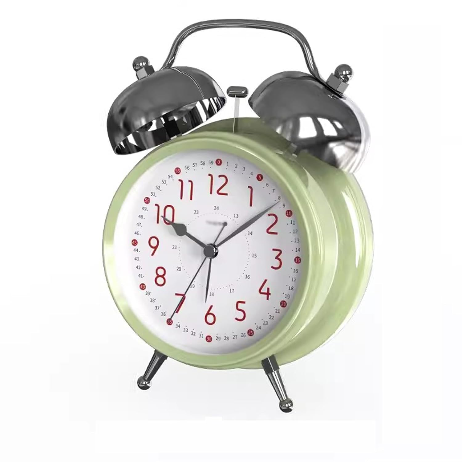 ZHZHZ Alarm Clock Kids Double Bell Home Battery Operated Analog Round Bedside Desk with Nightlight