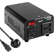500W Voltage Transformer, Step Up/Down Transformer110V to 220V, 220V to 110V with UK Power Cord, Voltage Converter UK to USA, with US Outlet, Universal Outlet, Circuit Breaker