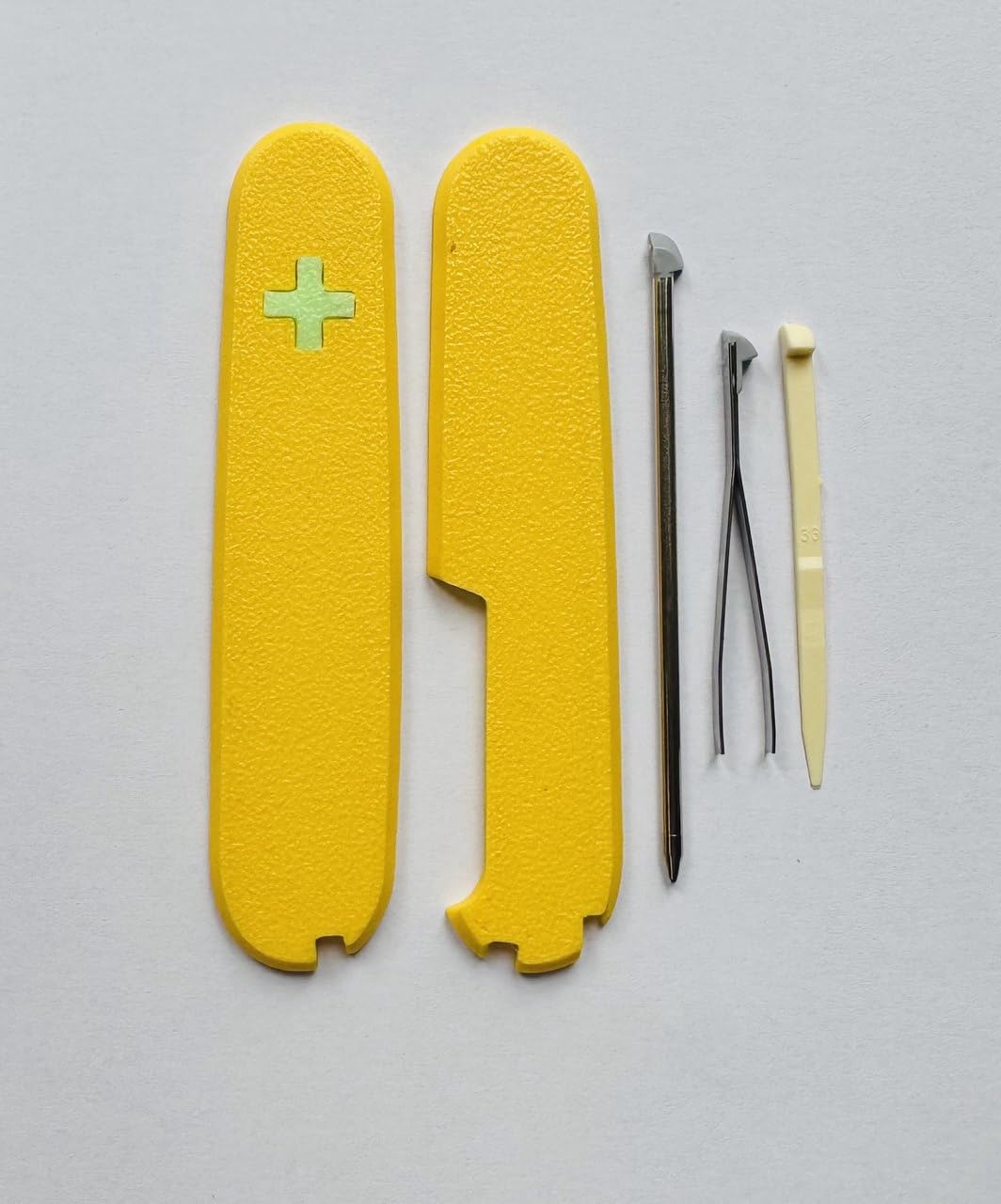 Replacement Covers For Victorinox Scales Plus 91mm Plastic Handles With Toothpick Tweezers And Pen Glowing Cross (Yellow) โ image 1