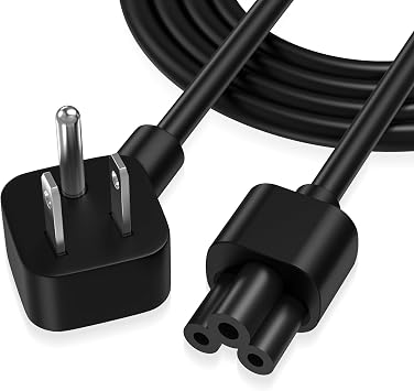 AGVEE 6.6ft 3 Prong AC Laptop Power Cord Cable, 90 Degree Angled, NEMA 5-15P to IEC-320-C5, 18AWG, Replacement for Dell Hp Lenovo Acer Laptop Notebook Computer Supply Adapter, Black