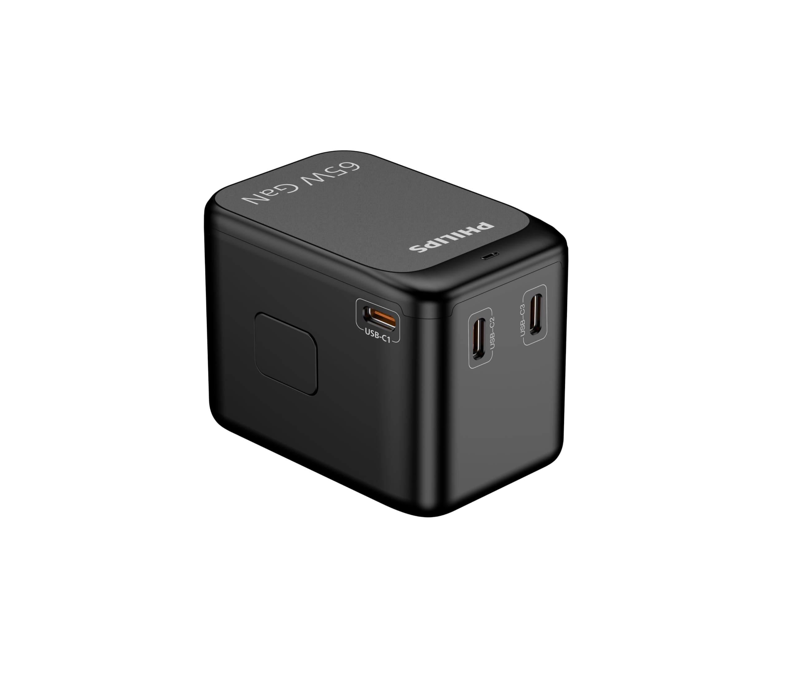 Philips CHP9000BK 65 W GaN międzynarodowa ładowarka podróżna, 3 porty USB-C i 1 USB-A, szybkie ładowanie PD/QC, uniwersalny adapter wtyczki (USA/UK/EU/AUS), czarna