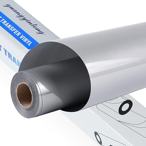 guangyintong Rollos de vinilo HTV de transferencia de calor, vinilo HTV gris de 12 pulgadas x 20 pies, vinilo para planchar para todas las máquinas