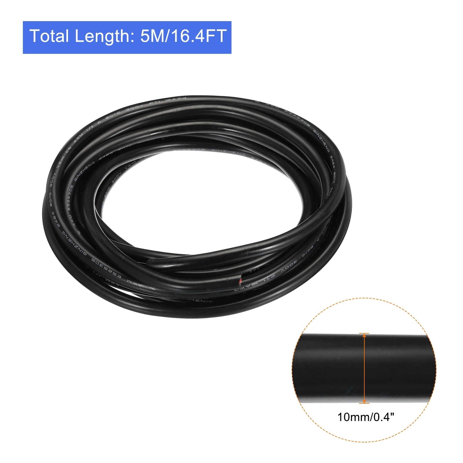 sourcing map Cable Eléctrico de Calibre 12 de 2 Conductores y 16.4 Pies