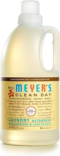Mrs Meyers Baby - Detergente líquido para ropa de bebé infundido con aceites esenciales flor de bebé 64 onzas 64 cargas