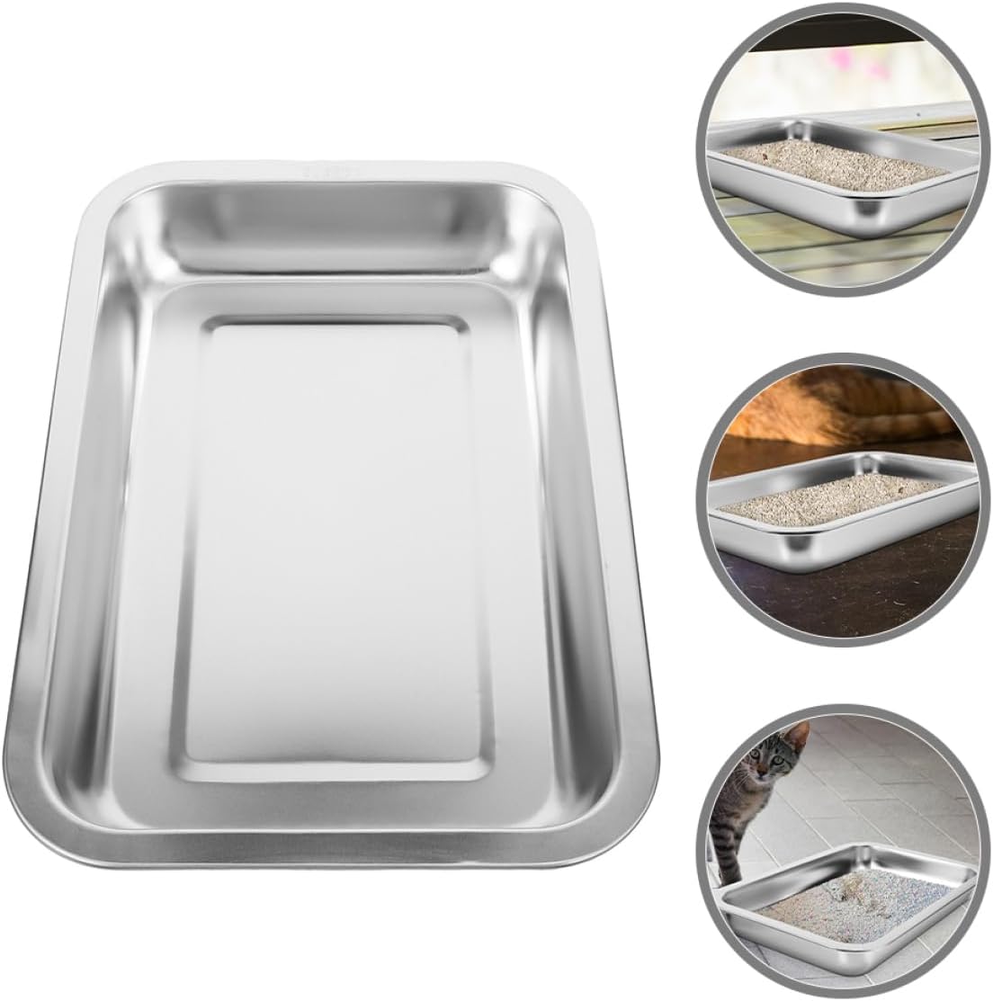 GANAZONO Box Stainless Steel Cat Litter Box Large Portable Litter Tray for Indoor Use Easy to Odor Design Material for Cats