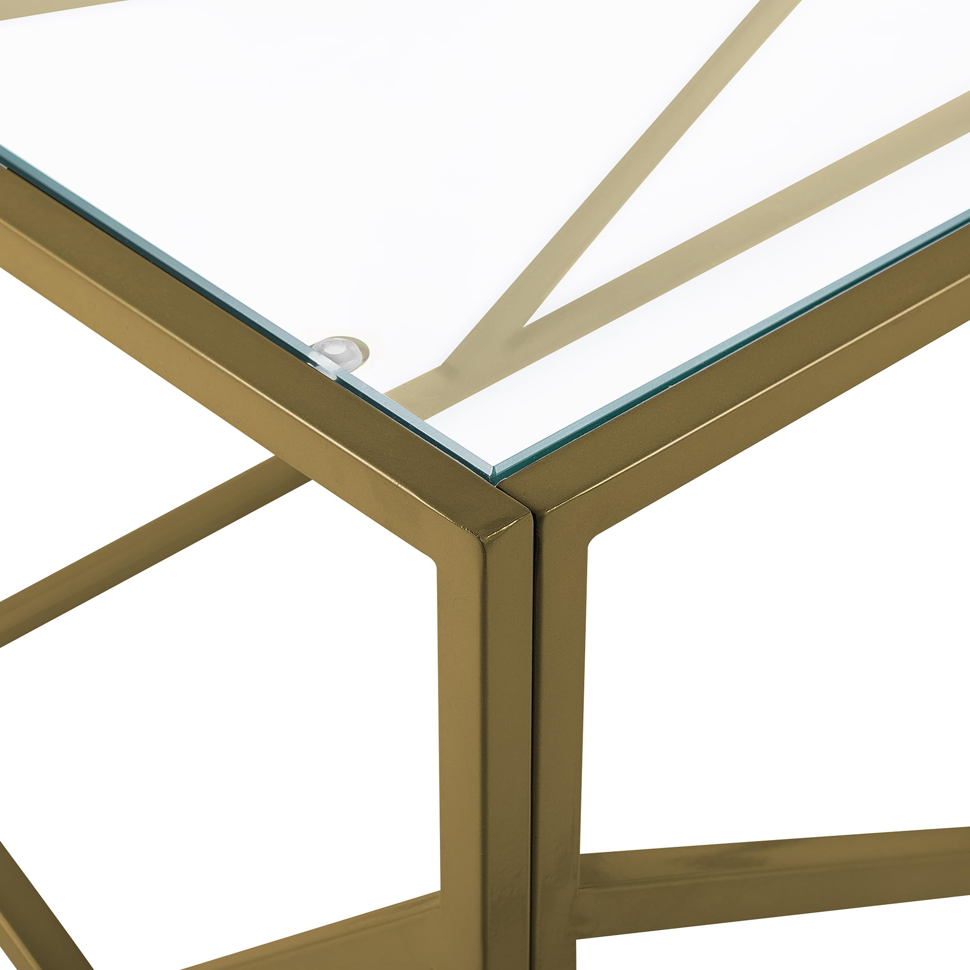 Couchtisch Glastisch mit Metallgestell golden 50 x 100 cm Glamour Kaffeetisch rechteckiger Wohnzimmertisch Orland