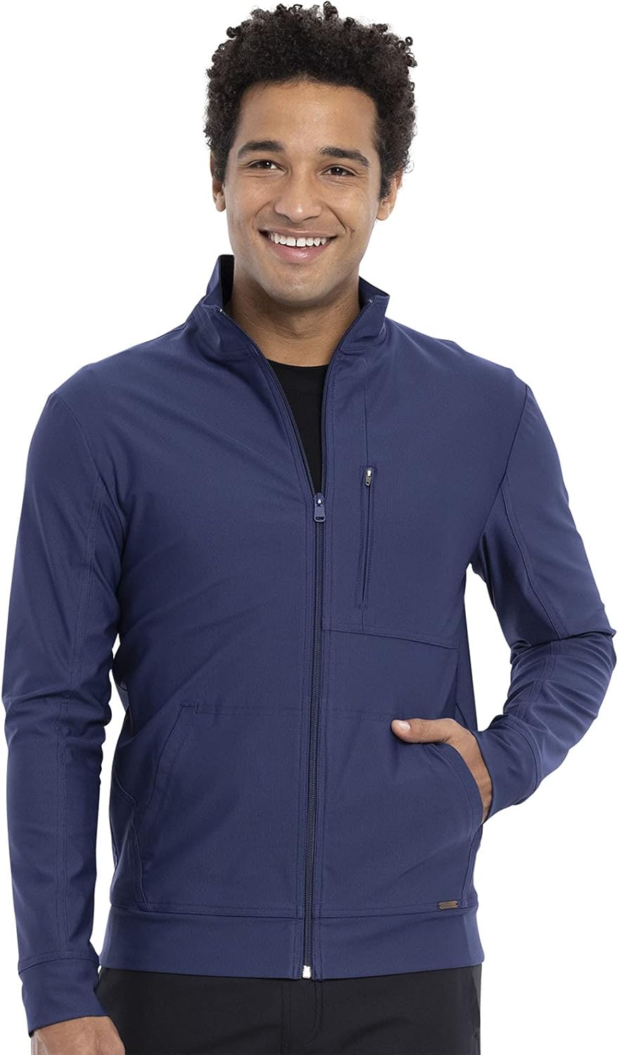 Cherokee Mens Scrub Jacket with a Standard Collar, Zipper Front and 4 Pockets CK399