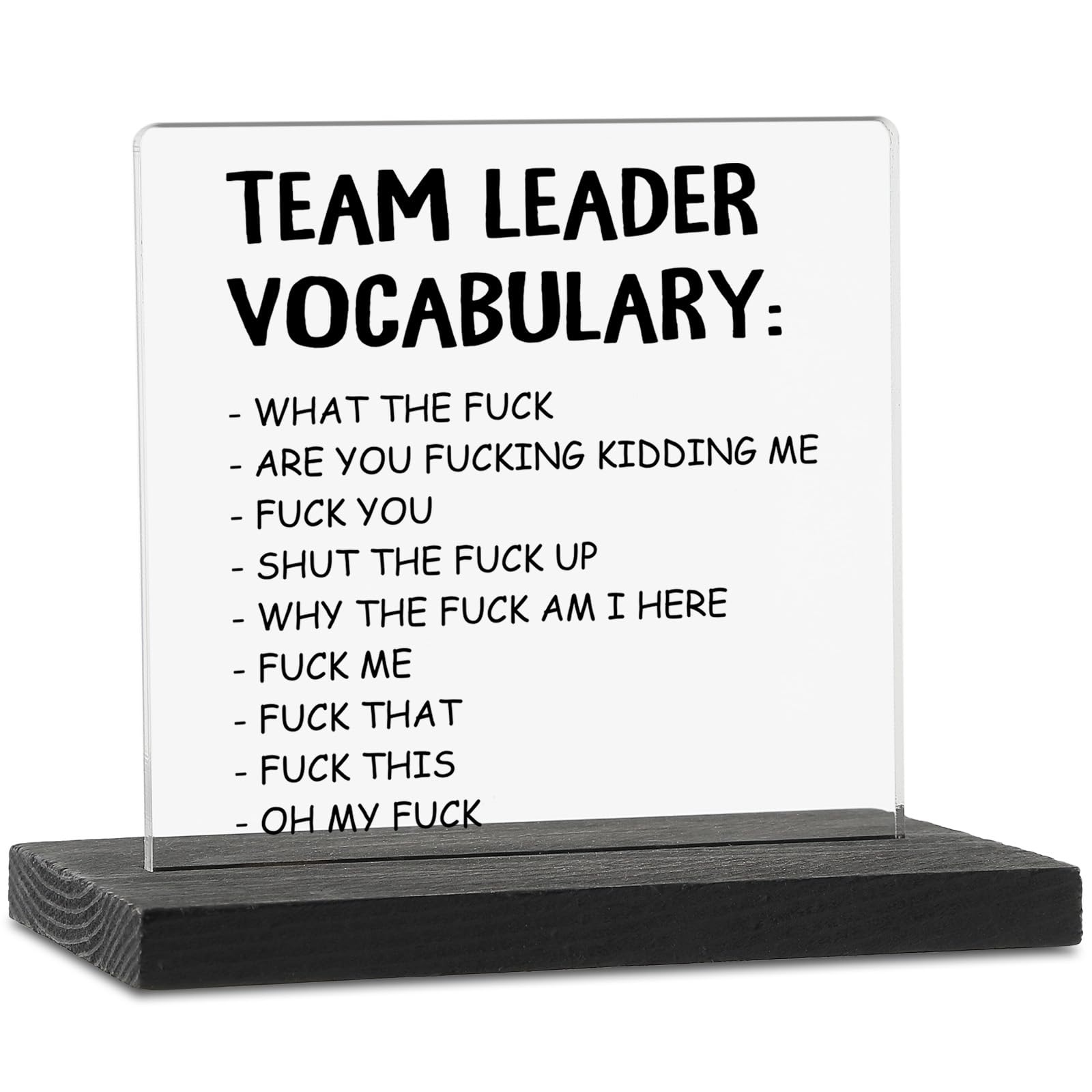akeke Team Leader Office Decor, Team Leader Gifts for Women, Men, Rude, Sarcastic, Gag, Cute Funny Desk Accessory Gifts for Team Leader Manager Coworker Friend Decorative Signs GBA1