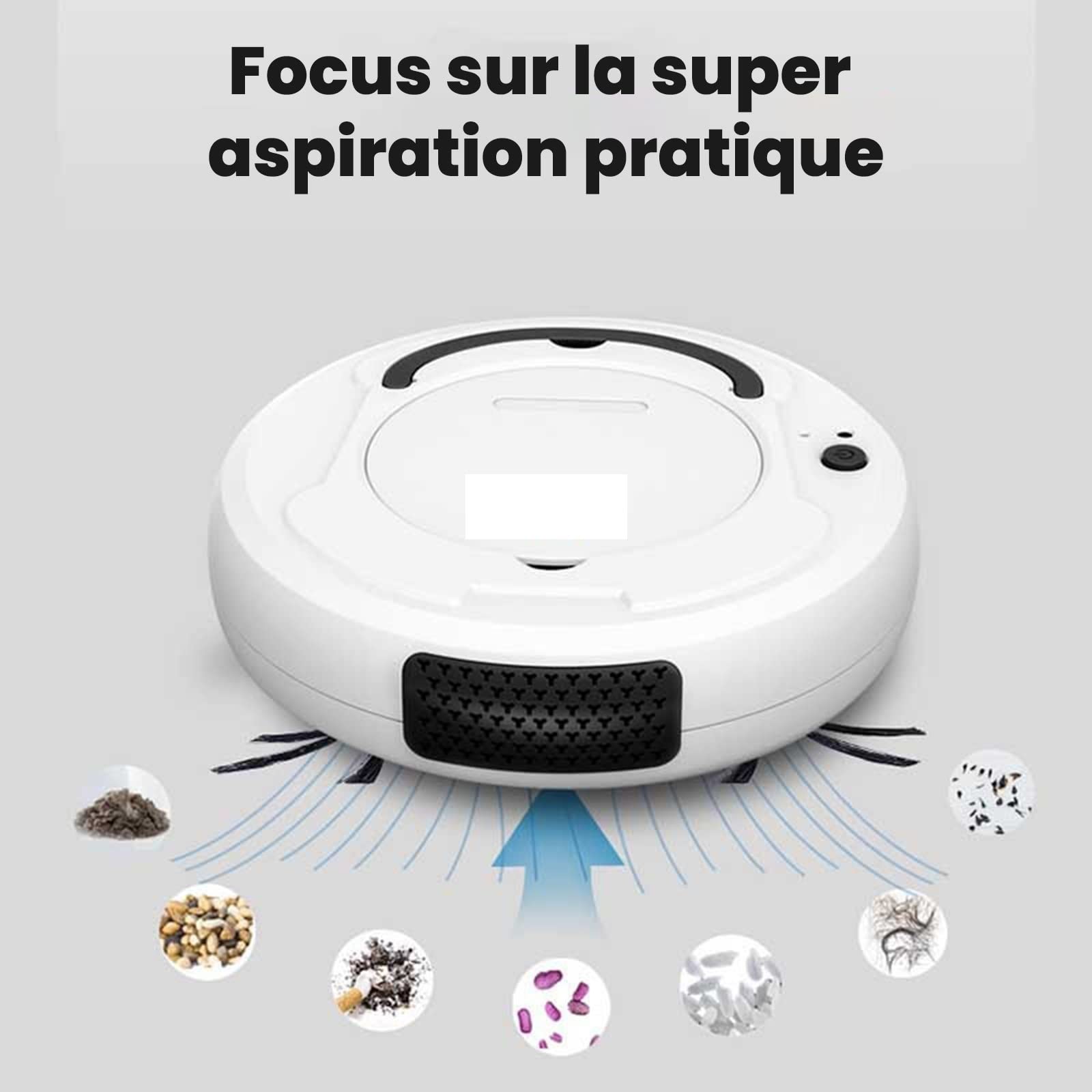 WAGNUS Robot Mop Aspirapolvere Robot Intelligente Multifunzione 3 in 1 Robot spazzante Ricaricabile Aspirapolvere Asciutto e Bagnato Robot Aspirador (Colore: Nero)